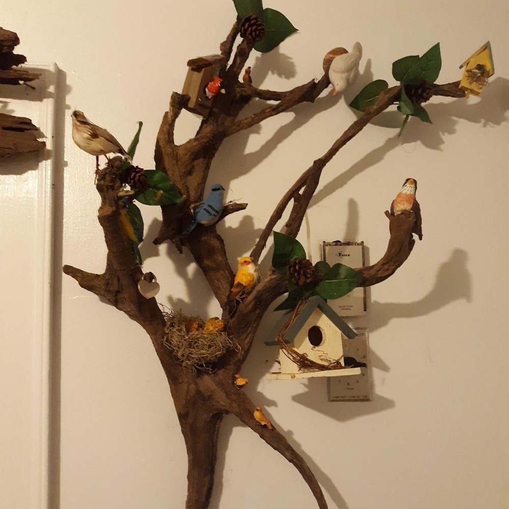 Natural driftwood bird tree